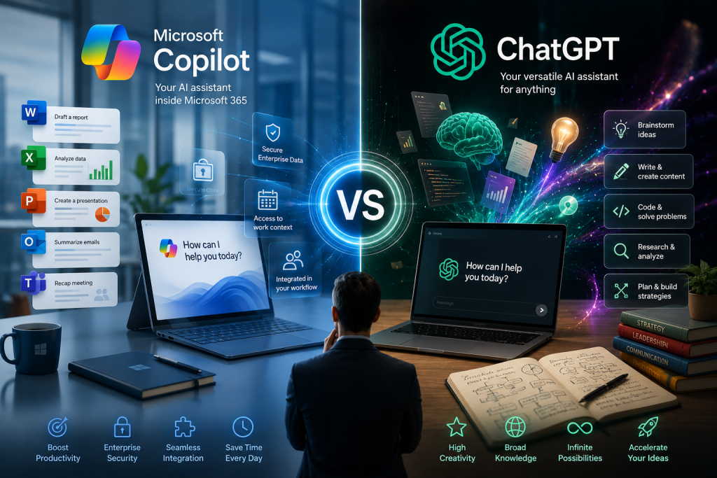 Microsoft Copilot is Microsoft's AI assistant designed to work directly within the Microsoft 365 ecosystem. It integrates with applications such as Word, Excel, PowerPoint, Outlook, and Teams.